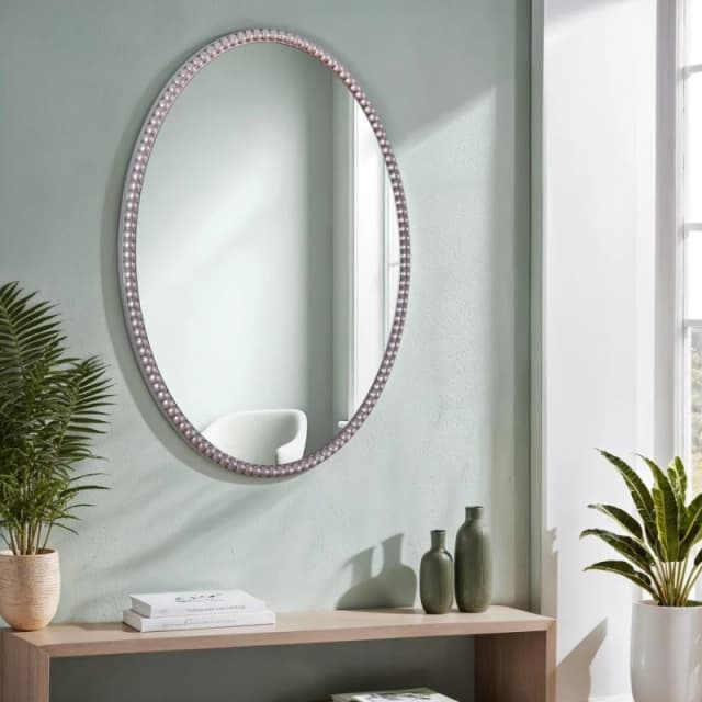 Home Garden Direct AMALFI OVAL WALL MIRROR 60x80 in Silver Silver Unisex