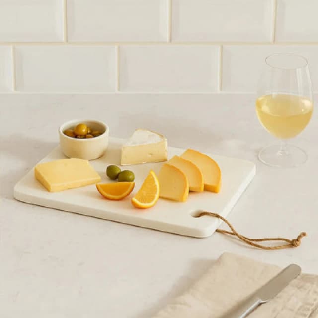 Premier Housewares Stylish Marble Chopping & Serving Board, Sleek Cutting Board For Kitchen, Durable Serving Board For Cutting White