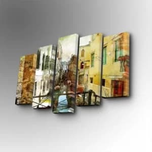 5PUC-130 Multicolor Decorative Canvas Painting (5 Pieces)