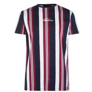 Fabric Stripe T Shirt - Navy/Burg