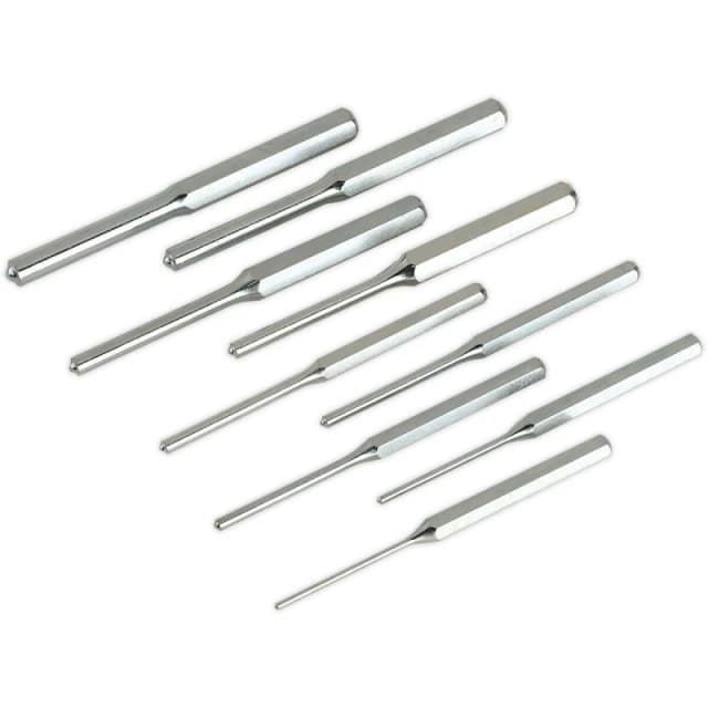 Loops 9 PC Parallel Roll Pin Punch Set - Hardened & Tempered Steel Punches - Metric Metallics