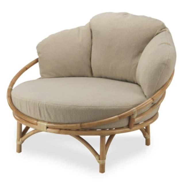 Desser Snug Natural Cuddle Chair Rattan With Boucle Latte Cushion