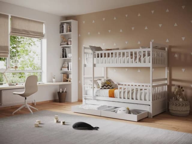 Flair Elvis Bunk Bed with Trundle & Drawers in White Size: EU Single White Unisex EU Single