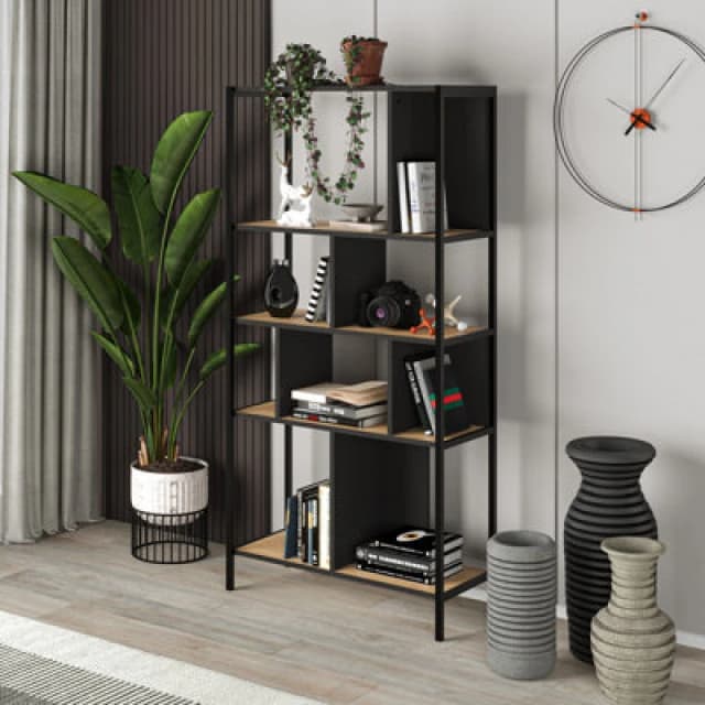 Decortie Midi Bookcase - Oak / Black WYBGX Unisex