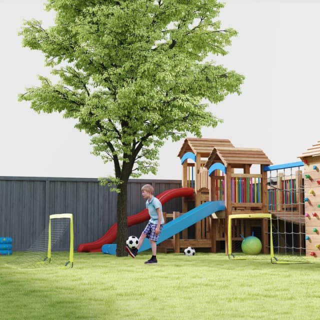 HOMCOM Football Goal Folding Outdoor with All Weather Net 6'x3' Yellow, Yellow A62-015V00YL