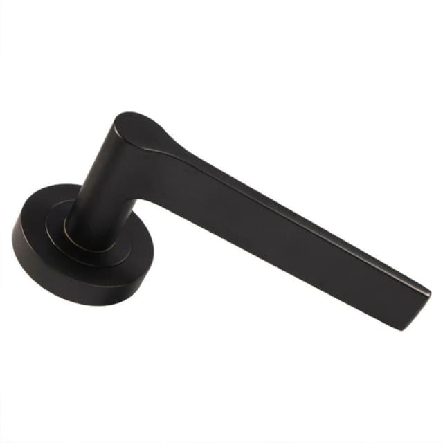 Loops PAIR Straight Rounded Handle on Round Rose Concealed Fix Matt Black Black