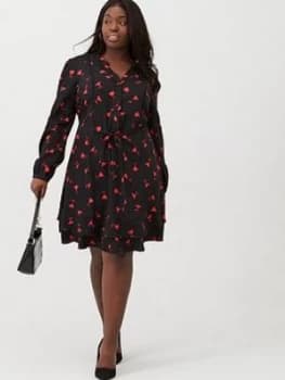 Oasis Curve Rose Bud Shirtdress - Multi Black