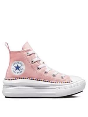 Converse Chuck Taylor All Star Hi Childrens Girls Move Friendship Bracelet Platform Trainers -Pink/Multi, Pink/Multi, Size 1