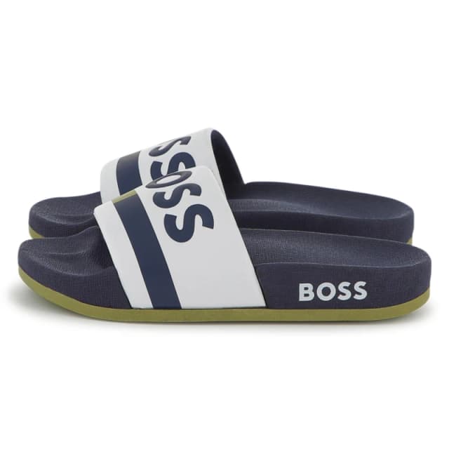Boss Kids Striped Pool Sliders White 10P male 3.5 (36)