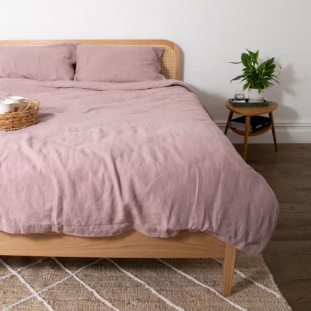 Native Natural Blush Pink Super King 100% Linen Duvet Cover (260x220cm) in Rose Rose Unisex Super King