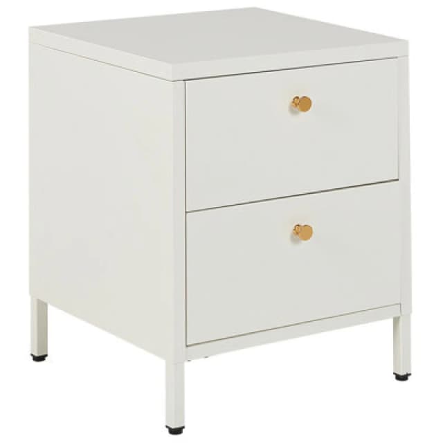 Beliani 2 Drawer Bedside Table Kylea Metal White