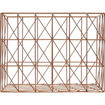 Premier Housewares - Copper Finishing Rectangular Wire Basket Storage Solution For Pantry Kitchen Closet Bathroom Metal Basket With Contemporary