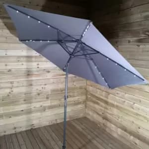 Solar Powered Light Up LED Crank Tilt Garden Patio Parasol 270cm Diameter in Charcoal