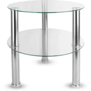 Small Round 2 Tier Glass Table Clear M&W - Clear