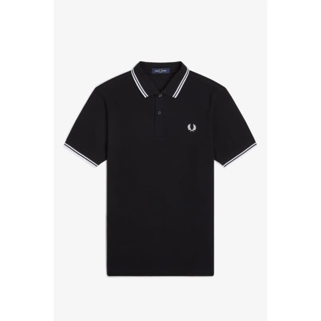 Fred Perry Short Sleeve Twin Tipped Polo Shirt Black/White 350 male S
