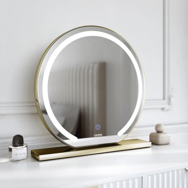CARME HOME Eden Gold Frameless Touch Sensor LED Light Mirror Gold Unisex