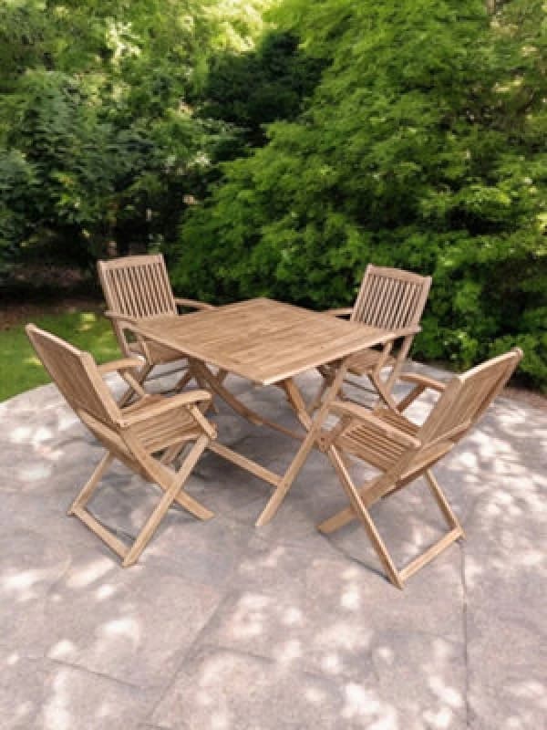 Royalcraft London 90Cm Square Folding Set With 4 London Folding Armchairs