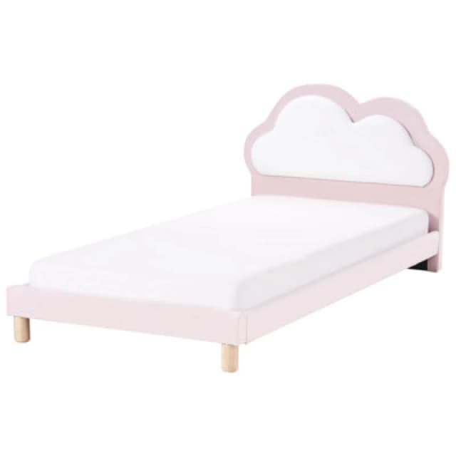 Beliani Kids Bed Cloud Velvet Mazou 90 X 200 Cm (Eu Single) Pink