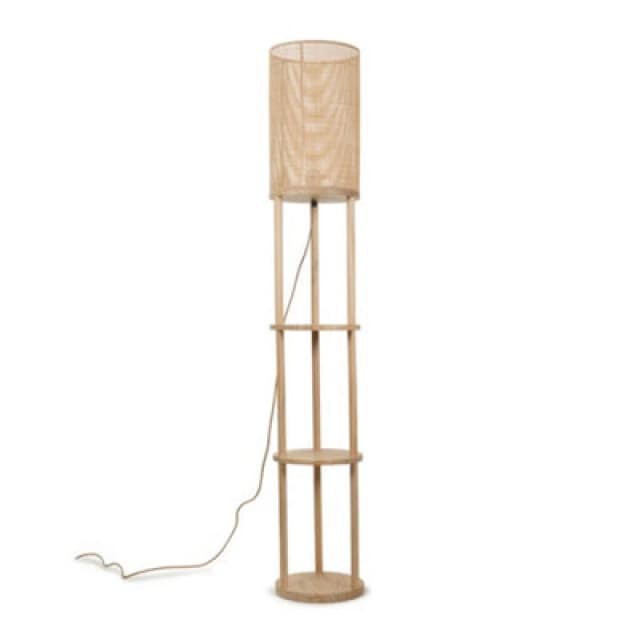 Wooden 3 Tier Shelf Floor Lamp