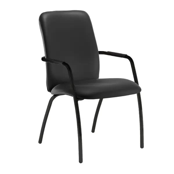 Tuba Black 4 leg frame conference chair with fully upholstered back - Nero Black vinyl