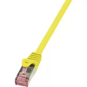 LogiLink CQ2017S RJ45 Network cable, patch cable CAT 6 S/FTP 25.00cm Yellow Flame-retardant, incl. detent
