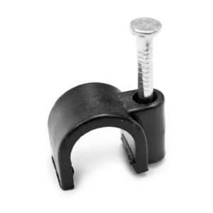 BQ Black 9mm Round Cable Clips Pack of 20