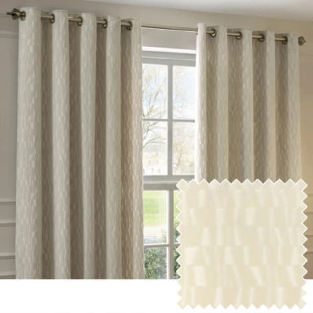Paoletti Paoletti Manhattan Velvet Eyelet Curtain Pair in Off White Size: 117cm width x 137cm drop Off White 117cm width x 137cm drop Unisex 5025532