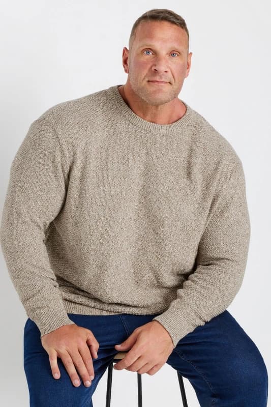 BadRhino BadRhino Men Crew Neck Knitted Jumper in Yellow Size: 4X-Large Yellow 4XL Male 5063111532797