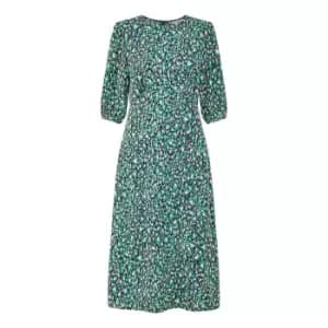 Yumi Green Abstract Animal Print Midi Dress - Green