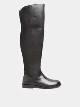 Long Tall Sally Stretch Over The Knee Leather Boots, Black, Size 10, Women