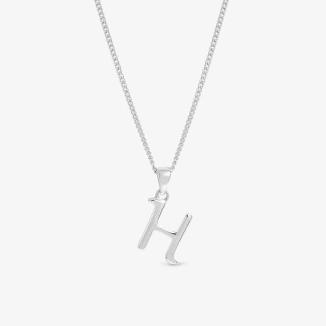 Simply Silver Womens Sterling Silver 925 Initial Pendant - H Silver Female One Size