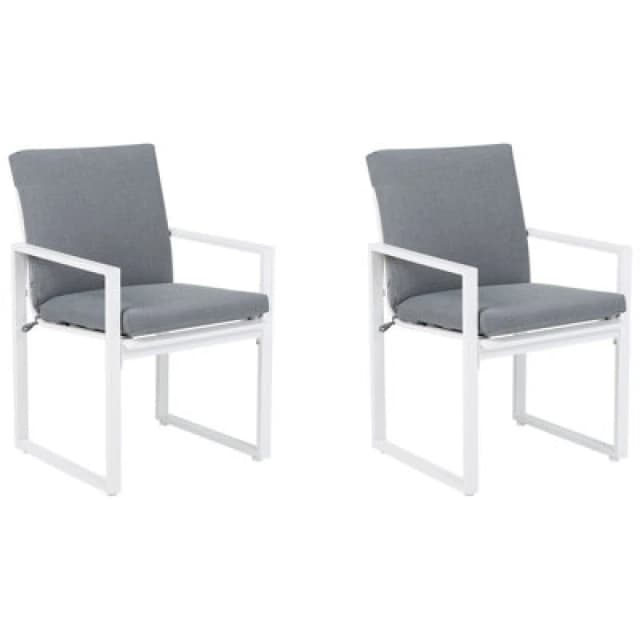 Beliani Set Of 2 Garden Chairs With Cushions Pancole Fabric Grey
