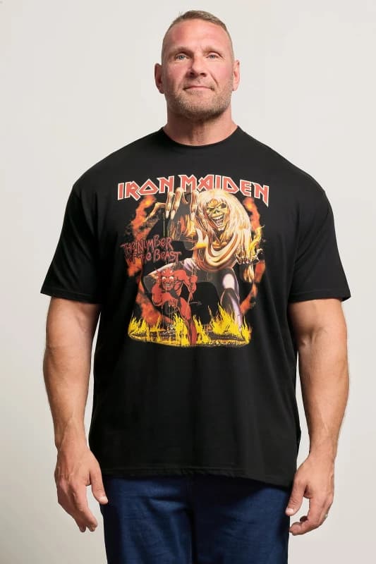 BadRhino BadRhino Men Iron Maiden Graphic T-Shirt in Black Size: X-Large Black 1XL Male 5063589409775