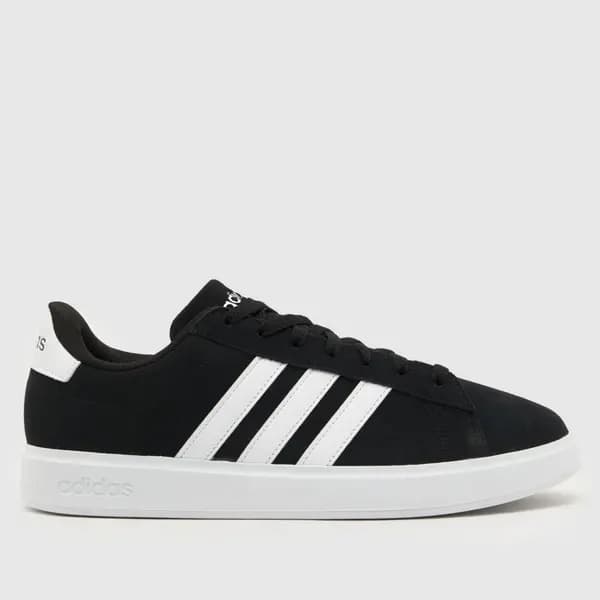 adidas grand court 2.0 suede trainers in Black & white