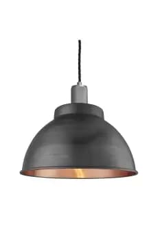 Knurled Dome Pendant, 13 Inch, Pewter & Copper, Pewter Holder