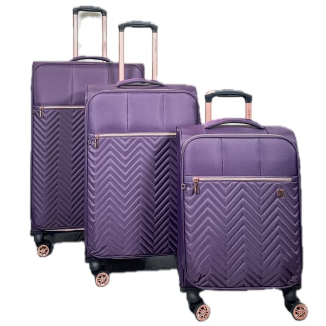 Gino Ferrari Biella 3-Pc Soft Luggage Set Cabin & Hold Cases Purple Black Gf unisex S+M+L
