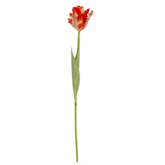 Hill Interiors Flame Orange Parrot Tulip Artificial Flower - Plastic - H69cm - Green