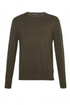 Mens French Connection Portrait Wool Crew Neck Jumper Olive