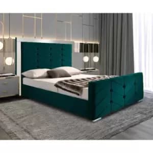 Marisa Bed Small Double Plush Velvet Green