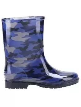Cotswold Navy Camo Wellington Boots, Navy, Size 10 Younger
