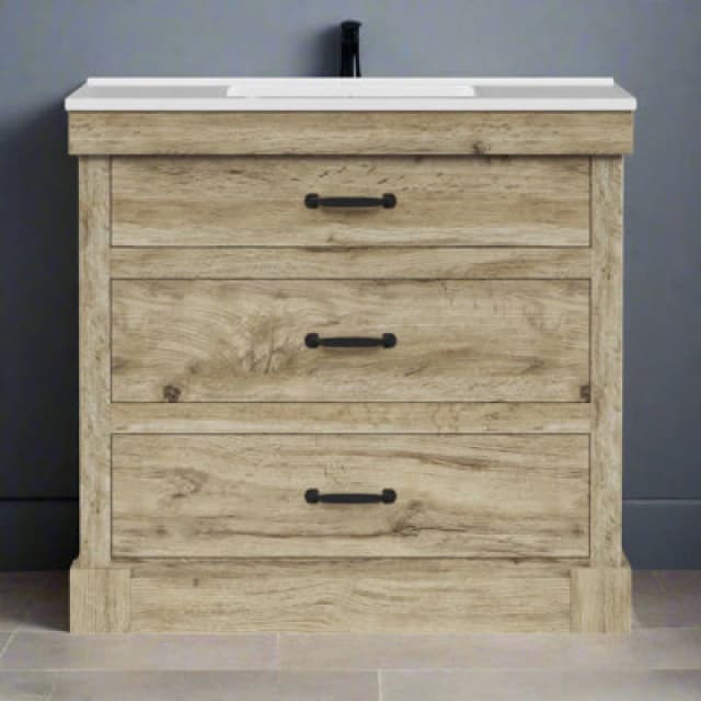 Teamson Home 36" Donovan Vanity With White Sink And 2 Drawers Light Oak, Brown ELG-916LO