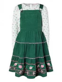 Monsoon Girls S.E.W. Embroidered Cord Pinny & Top - Green