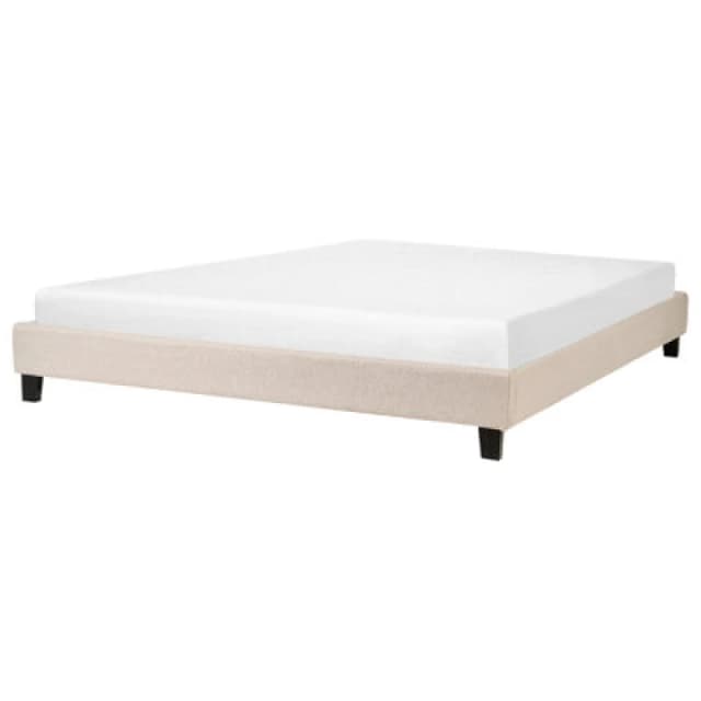 Beliani Bed Without Headboard Fabric Roanne 180 X 200 Cm (Eu Super King) Beige