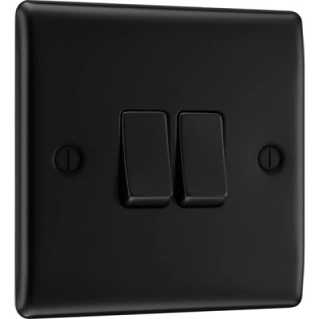 British General Bg Nexus Metal 20A Double Wall Light Switch, 2 Way, Matt Black