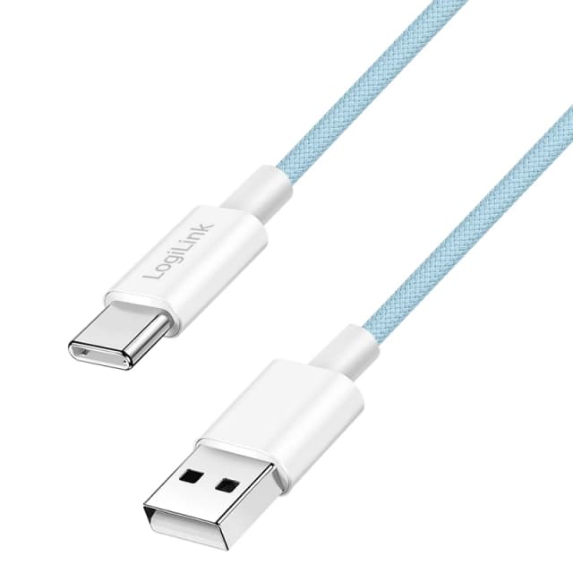 LogiLink USB 2.0 Type-C cable. C/M to A/M. nylon jacket. 60W. blue. 0.