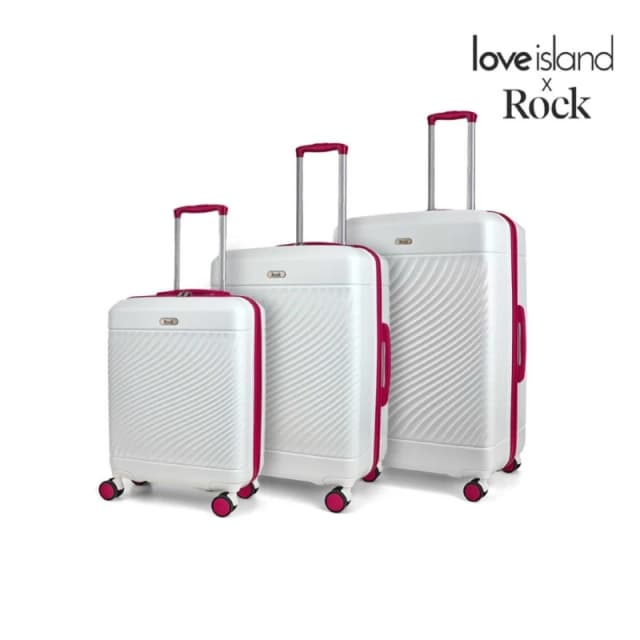 Rock Rock Love Island 3pc Suitcase Set White/Pink - Rock - Size: 3 Piece Set White/Pink 3 Piece Set UH37504