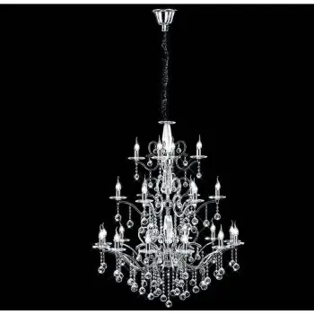 Zinta 3 Tier 22 hanging lamp Polished chrome / crystal bulbs (Assembly required)
