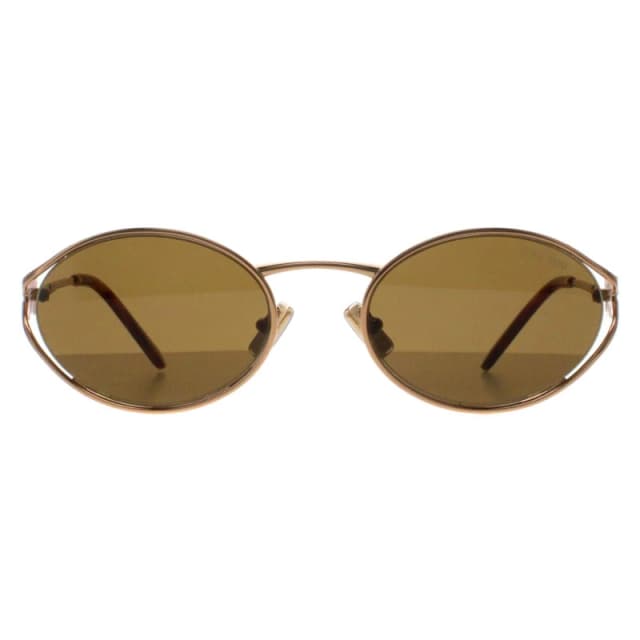 Miu Miu Miu Miu Women Oval Brass Gold Dark Brown MU52YS Gold One Size Female 8056597886932
