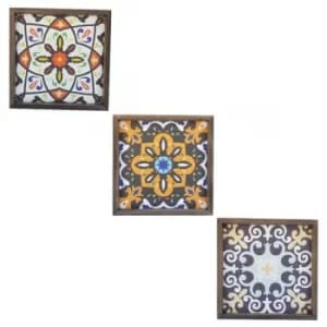 KZM729 Multicolor Decorative Framed MDF Painting (3 Pieces)