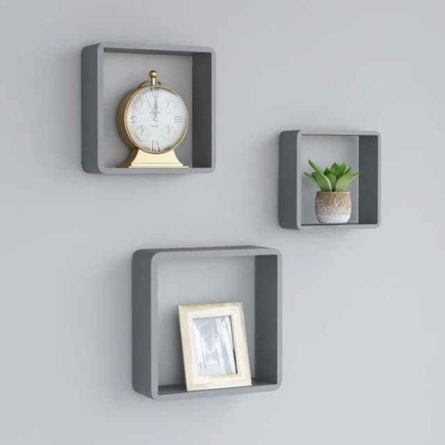 VIDAXL Wall Cube Shelves 3 pcs Grey mdf Vidaxl 8720286075852